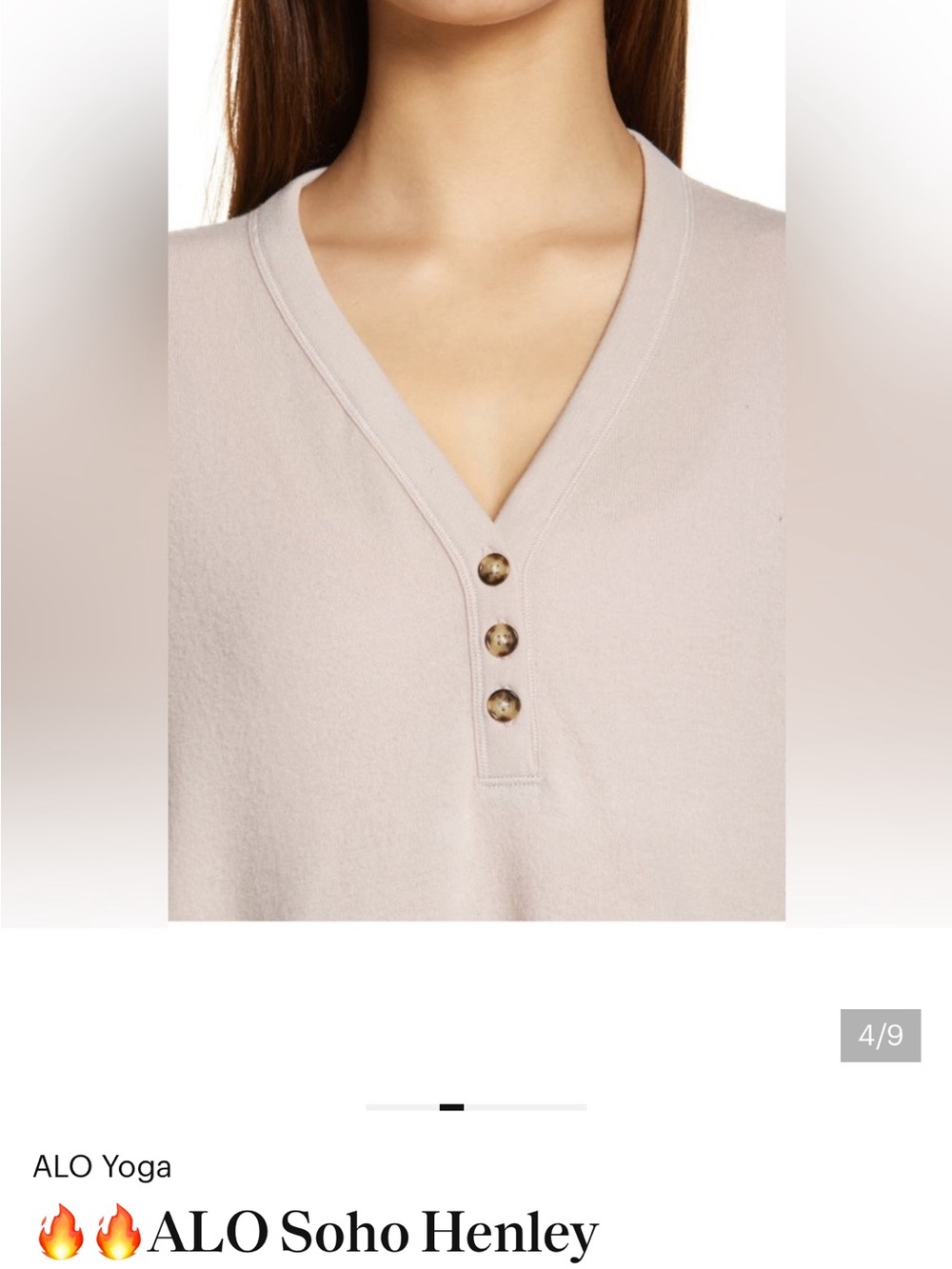 ALO Yoga V‑Neck Henley Sweater in Light pink